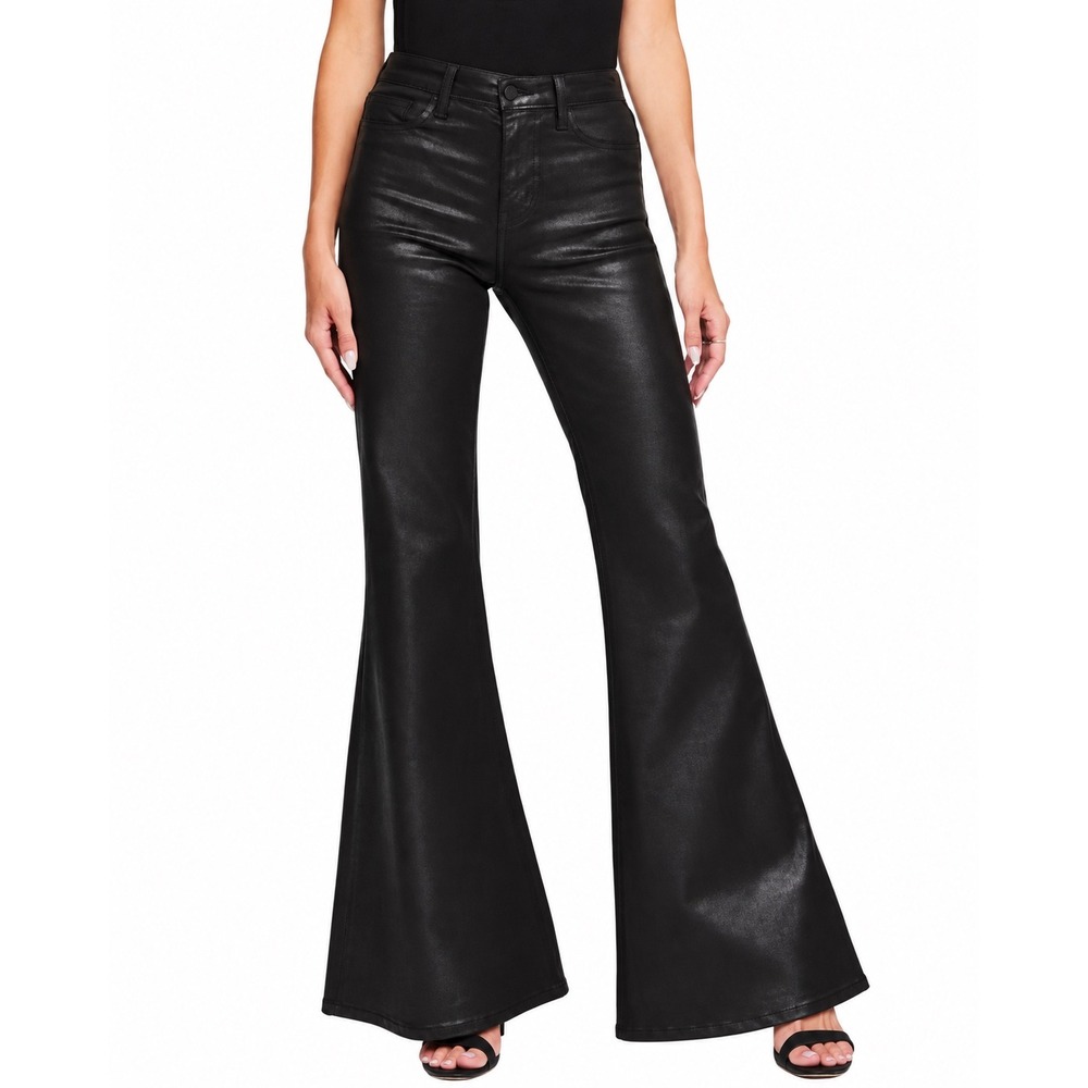 L'AGENCE Spencer High Rise Super Flare Coated Jeans Noir Black 24